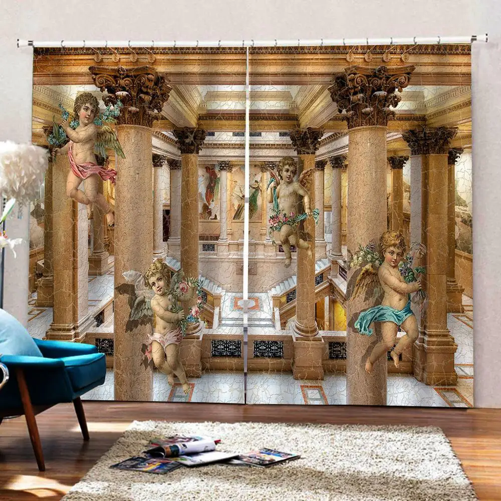 Europe curtains Roman European 3D Curtains angel design Curtains For Living Room Bedroom