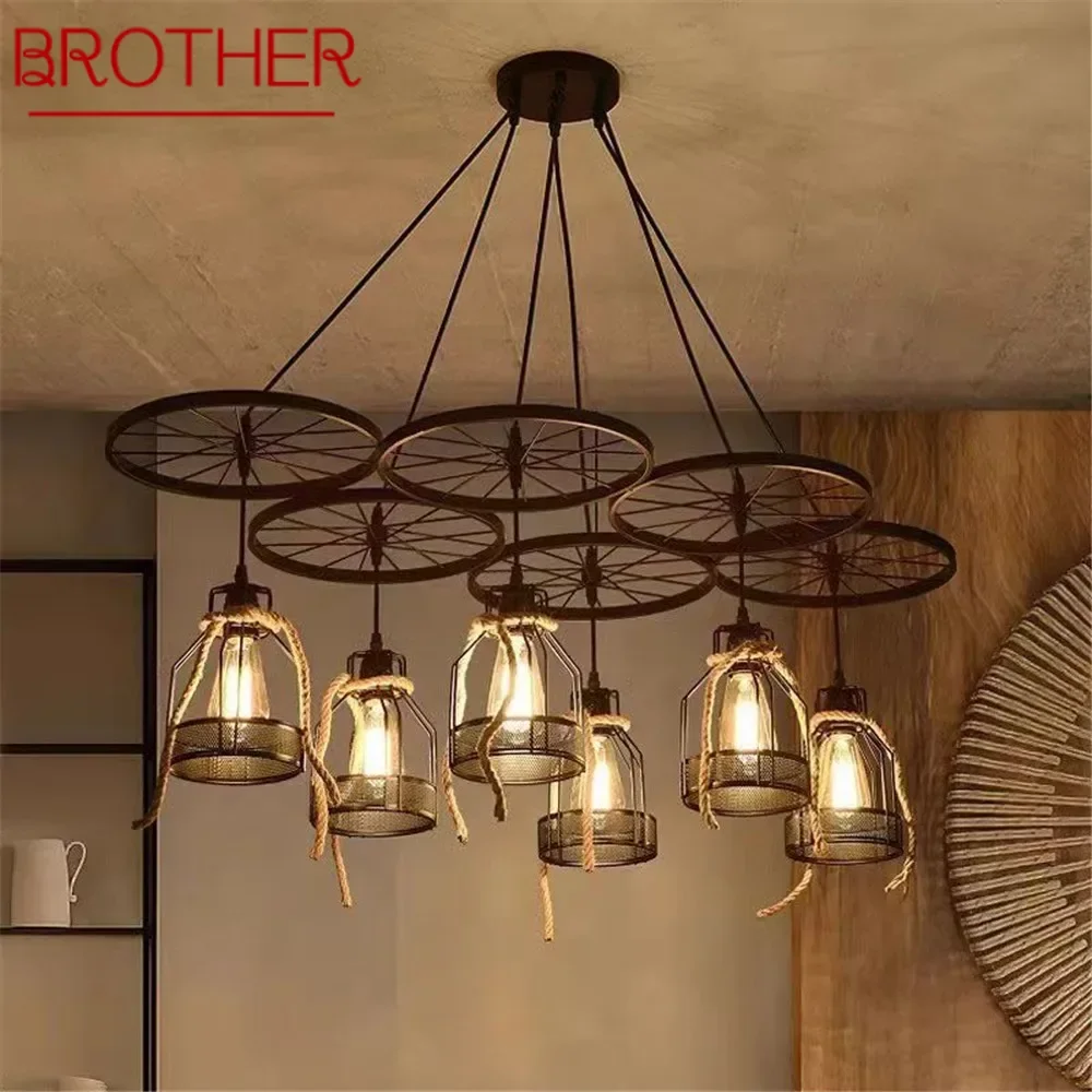 BROTHER American Retro Pendent Lamp Industrial Wind Living Room Restaurant Loft Clothing Store Cafe Bar Box Homestay Chandelier