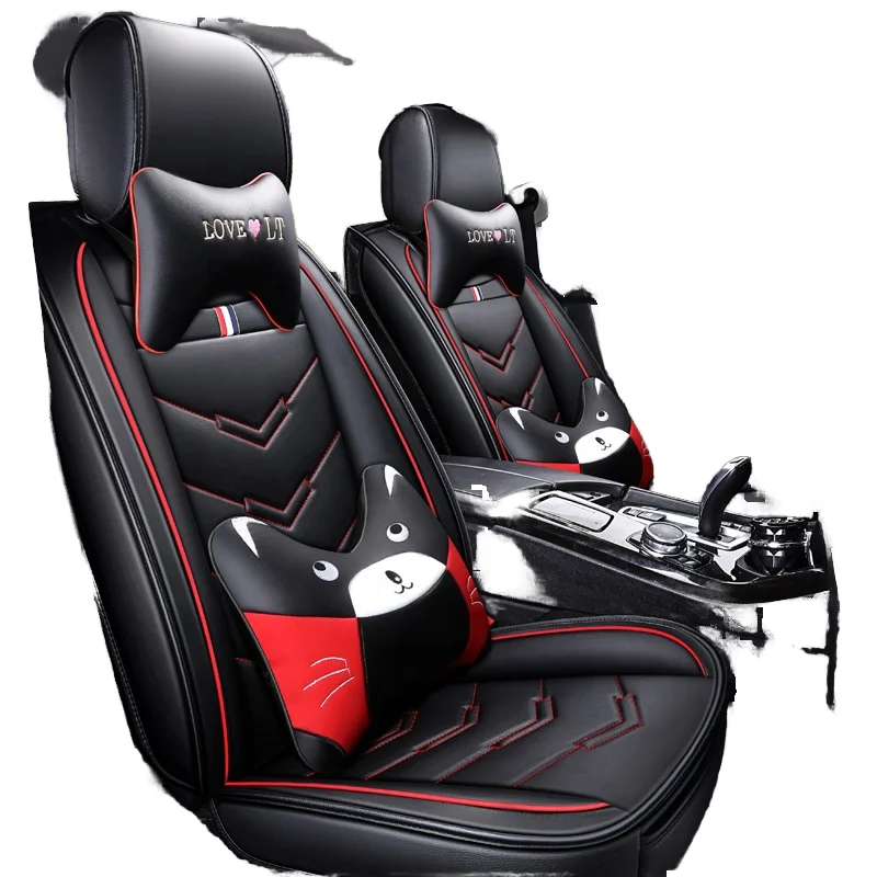

Jiabeir Full Set of Universal PVC Leather Racing Car Seat Covers with Comfortable Cushion Pillow