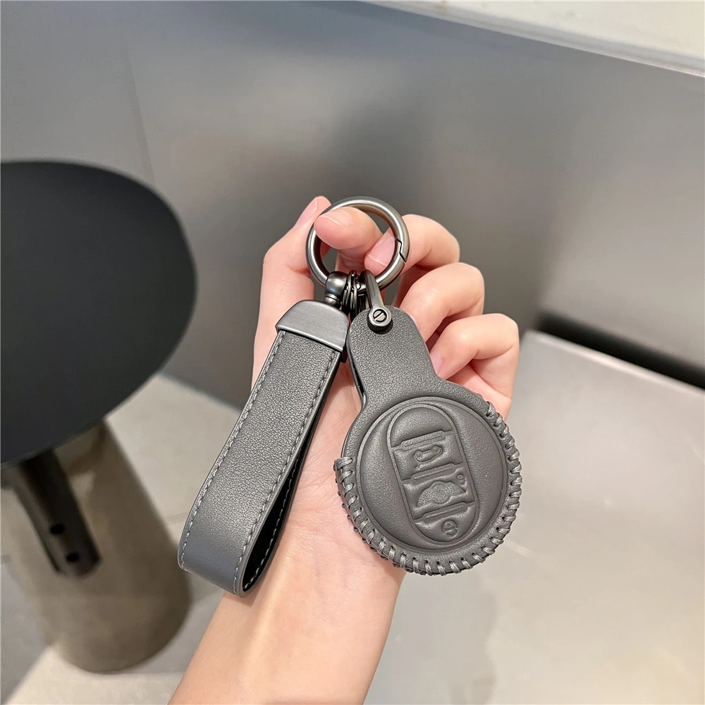 Leather Car Key Shell Fob Cover Shell Keychain For BMW MINI COOPER S ONE JCW F54 F55 F56 F57 F60 CLUBMAN COUNTRYMAN Car Key Bag view 3