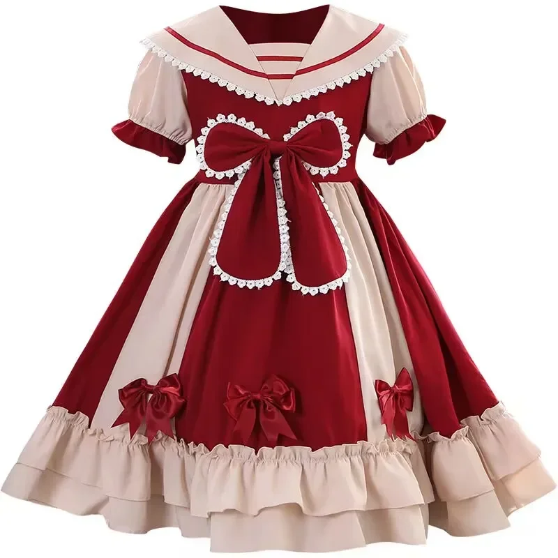 Girls Lolita  Cute Princess Dress New Children\'s Fashion Birthday Dresses Tutu Send Headpiece 3-15Y 2023