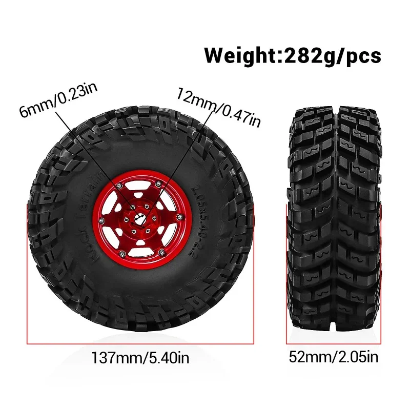2.2 inch RC Crawler Beadlock Tire & Wheel Rim Set for 1/8 1/10 Traxxas TRX4 H8H Crossrc Axial AXP8 SCX10 YK YK4082 YK4083
