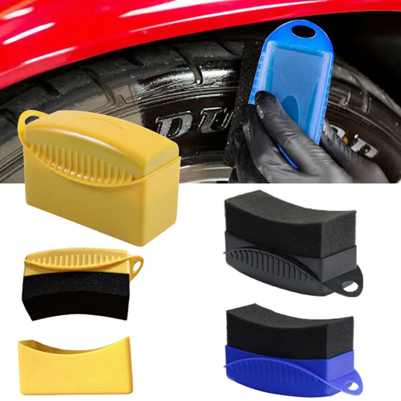 Car Wheel Polishing Waxing Sponge Brush Plastics Washing Cleaning Tire Contour Dressing Applicator Pads Detail Accessories