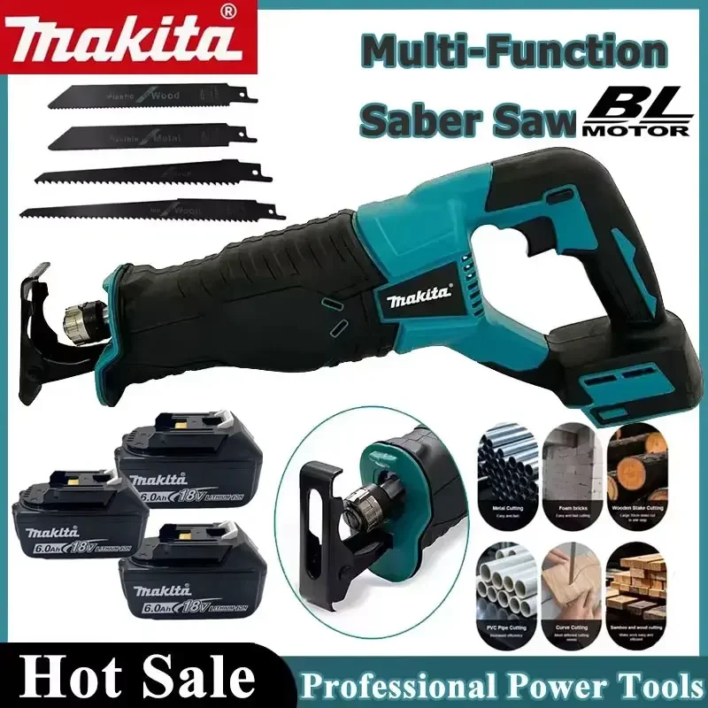 

Makita Brushless Reciprocating Saw Reciprocating Saw Portable Cordless Power Tools With 4pcs Saw Blades For 20V 18V Battery