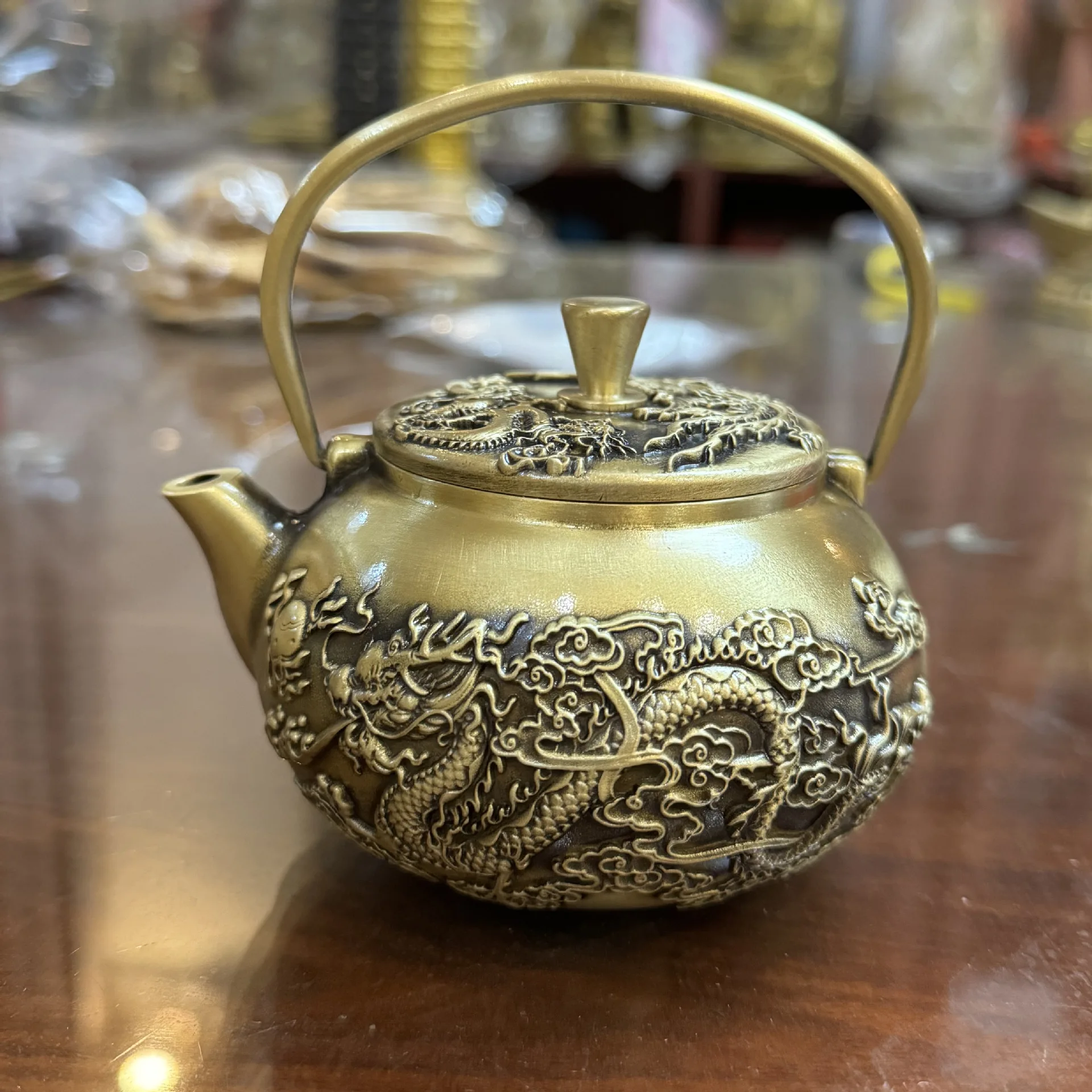 HYS brass production, teapot, Baifu teapot, dragon and phoenix teapot cultural and play handicrafts