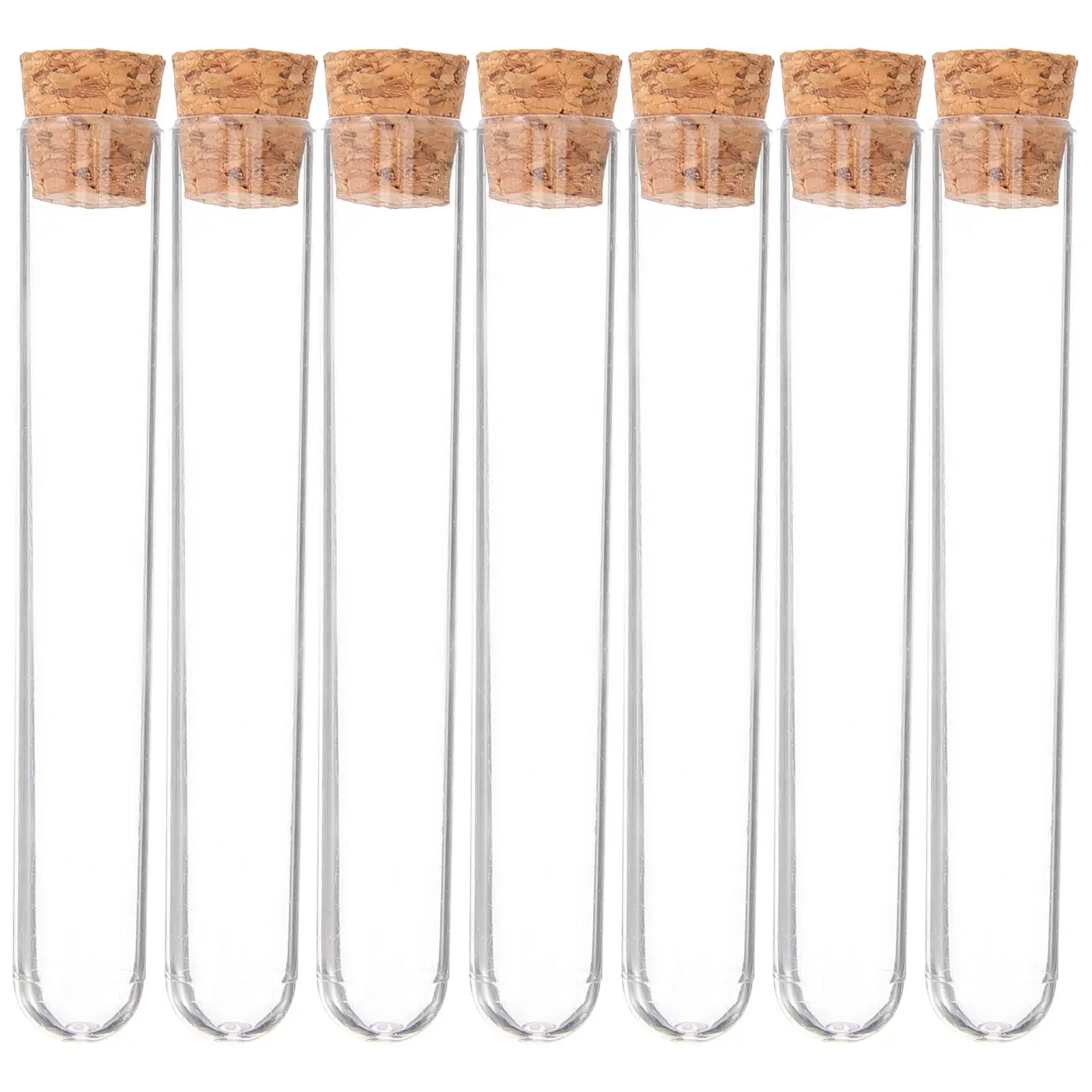 30pcs Plastic Clear Test Tube Test Tubes With Stoppers Containers Cork Stoppers for Experiments Storage Travel Samples