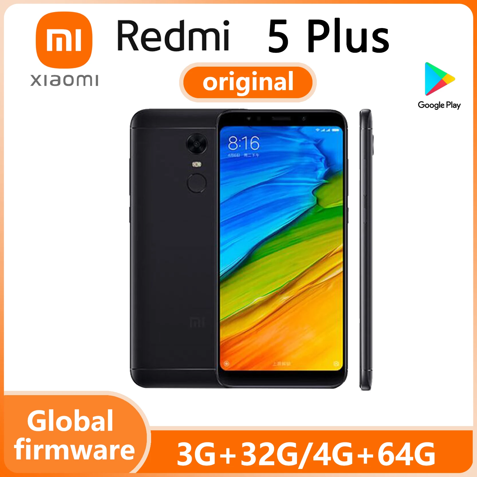 Global Xiaomi Redmi 5 plus Smartphone Android Cellphone 4000mah Battery Dual SIM Fingerprint Recognition Snapdragon 625 Daily