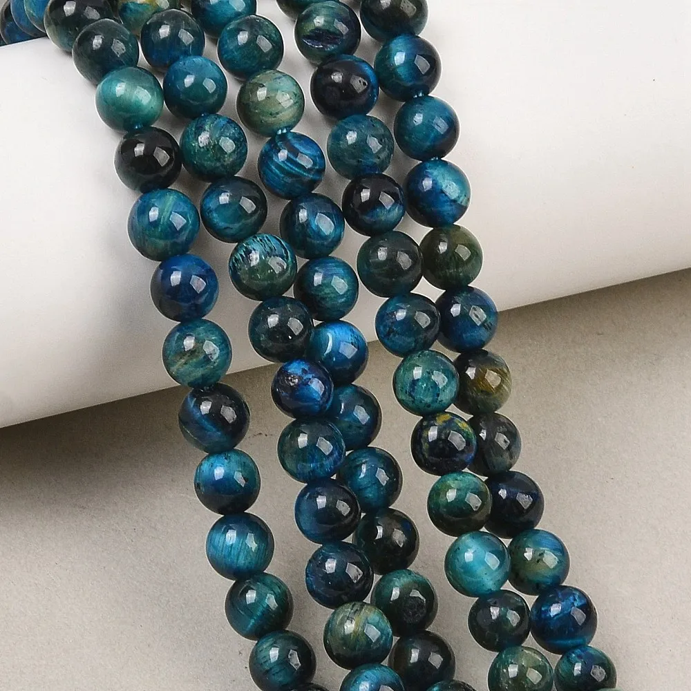 62pcs Loose Natural Blue Tiger Eye Gemstone Round Beads DIY Handmade Jewelry Making Spacer Beads for Bracelets Necklaces Crafts