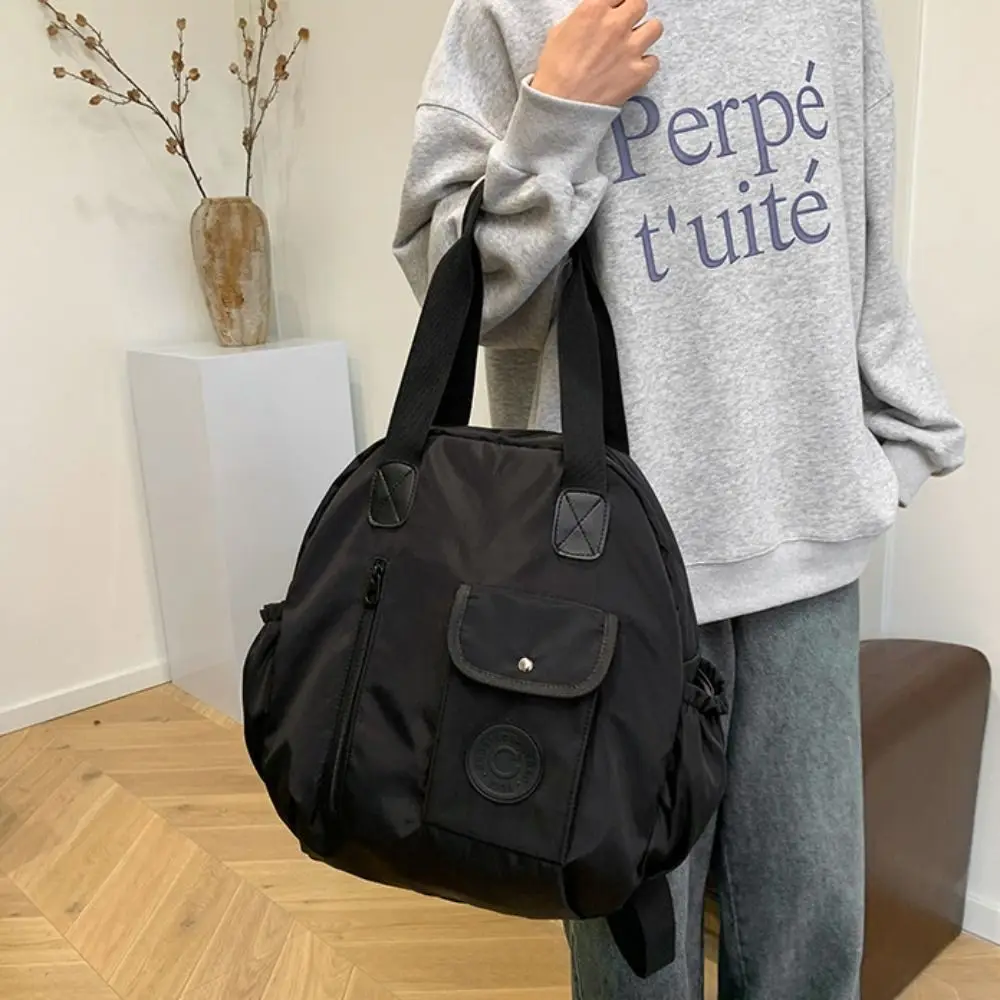 

Korean Style Swimming Nylon Backpack Solid Color Large Capacity Round Shape Shoulder Bag Tote Bag Niche Design Fitness Bag