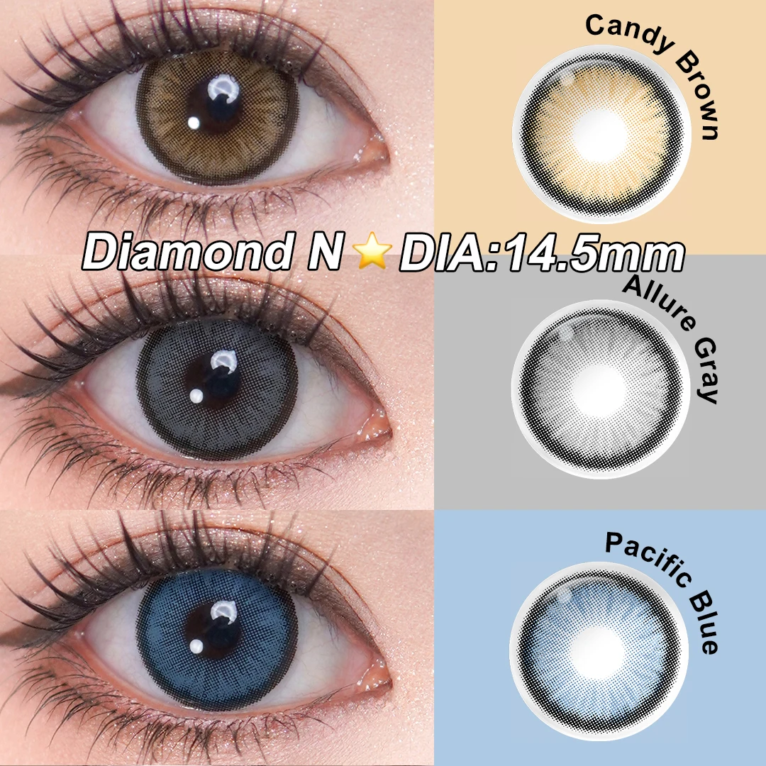 Lentes de Contato Coloridas MAGISTER Diamond N Ever Green/Candy Brown com Processo Diamond-Cut para Olhos Grandes, Lentes de Imitação de Íris, 6 Meses