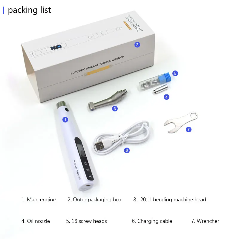 Dental 20:1 Wireless Implant Torque Wrench Electric Driver Torque Kit Universal