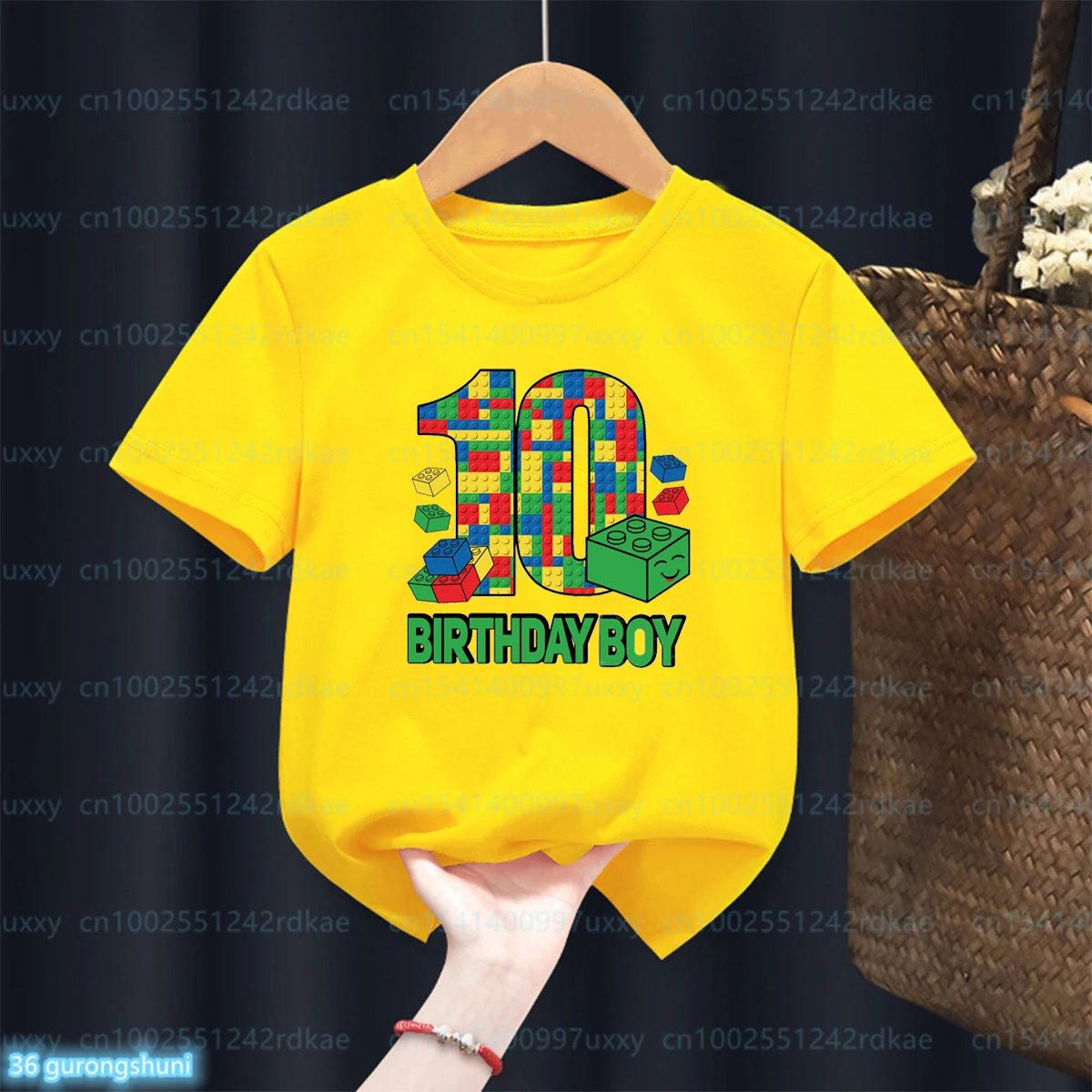 Fashion New Boy T-Shirt Funny Building Blocks 1-10 Birthday Kids T Shirt Summer O-Neck Shirt Tops For Kids Birthday Gift Tshirt