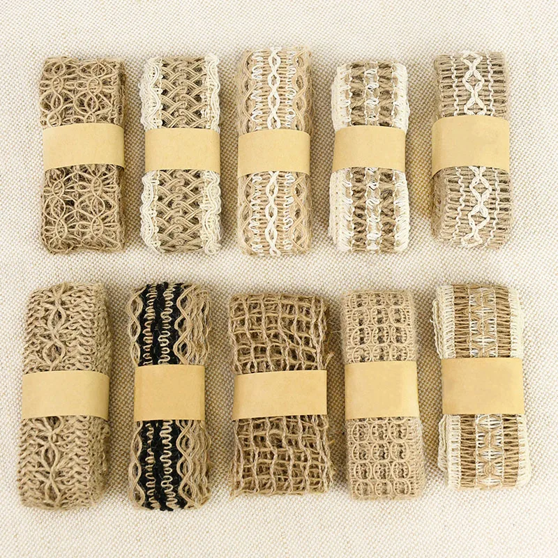 

2m/Roll Natural Burlap Jute Rolls Hessian Ribbons Vintage Rustic Wedding Party DIY Crafts Supplies Gifts Wrapping Multi Styles