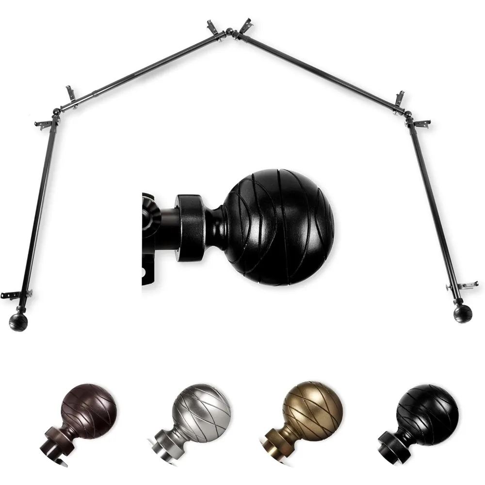 ديكور قضيب A&F - قضيب ستارة نافذة خليجي بأربعة جوانب من Ferero 13/16، قابل للتعديل 28-48 بوصة، لمسة نهائية نحاسية عتيقة