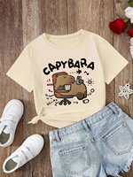 funny 90s Capybara Tshirt Kids Children T-Shirt capibara Cartoons Clothes Kid Girl Boy Capybaras T Shirt Baby Casual Top Clothes
