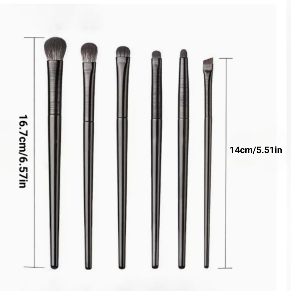 6PCS Professional Eye Makeup Brush Set Soft Bristle Eyeshadow Eyebrow Eyeliner Contour Detail Brush Facial Cosmetic Beauty Tools