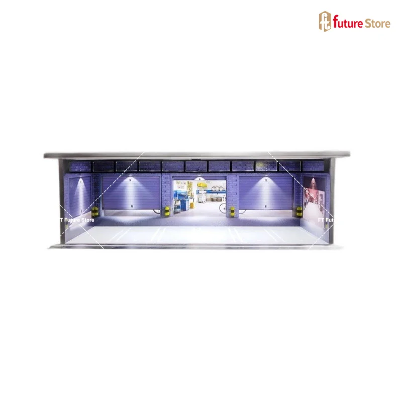 1/64 Schaal Garage Scène Model Verlichting Gemonteerd Parkeerplaats Diorama Parkeerplaats voor Miniaturen Figuur Auto's Display - afbeelding 1