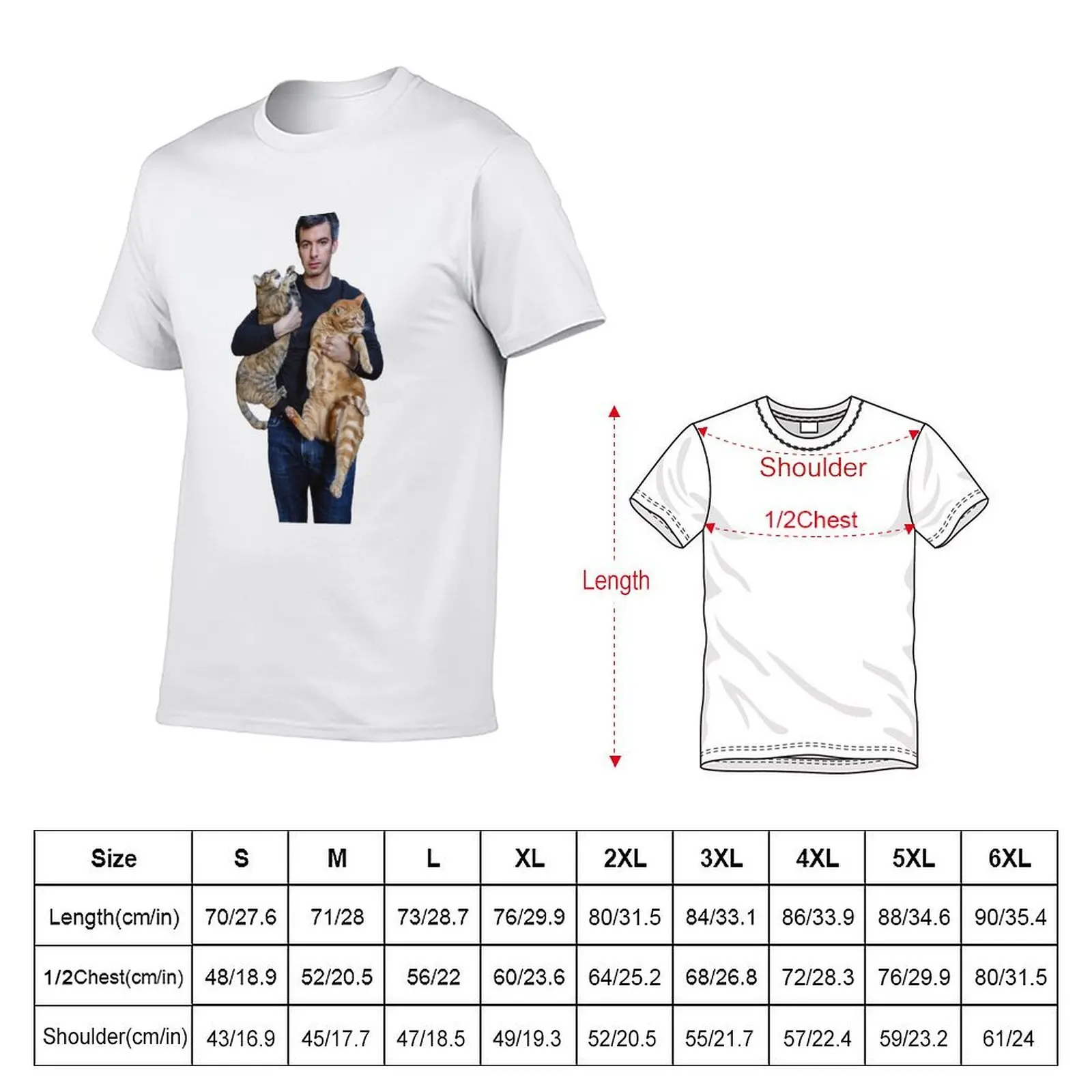 Nathan Fielder and His Cats T-Shirt All Match Basic Short Sleeve Top