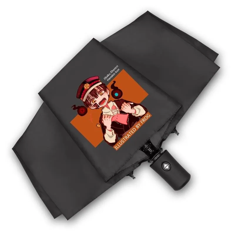 

Туалетный мальчик Ханако Черно-белый унитаз Jibaku Shounen Hanako-kun, милый аниме Kawaii Chibi с защитой от УФ-лучей, автоматический компактный зонт от дождя для женщин и девочек