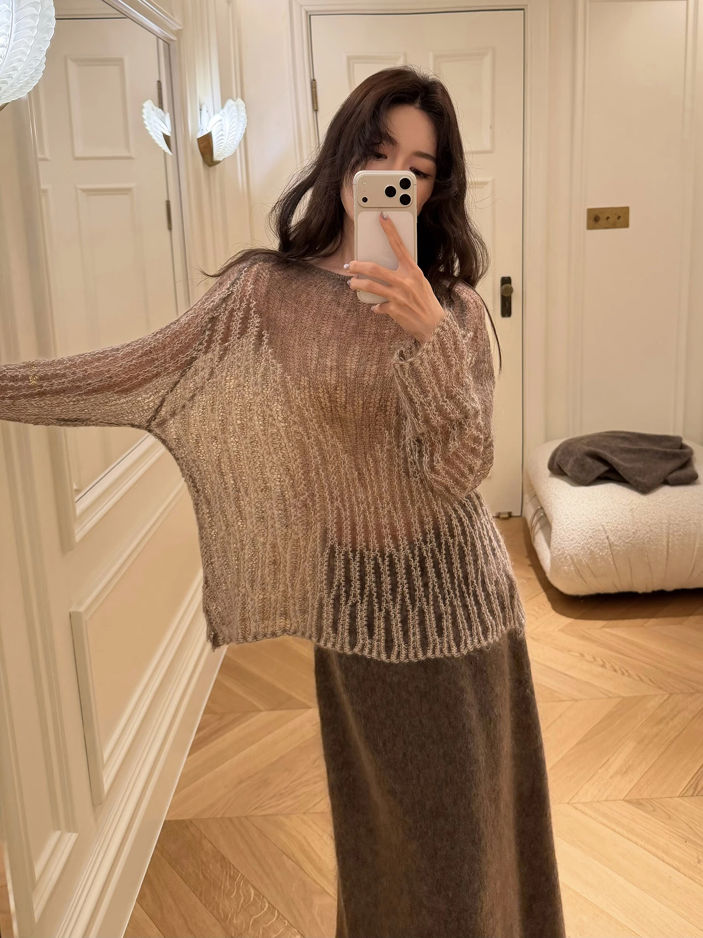 

SMOL een Lazy Sle Loose Long Sve Knitted Sweater See tough Camere Overhead Coat Women's Faion Winter Wool Blend