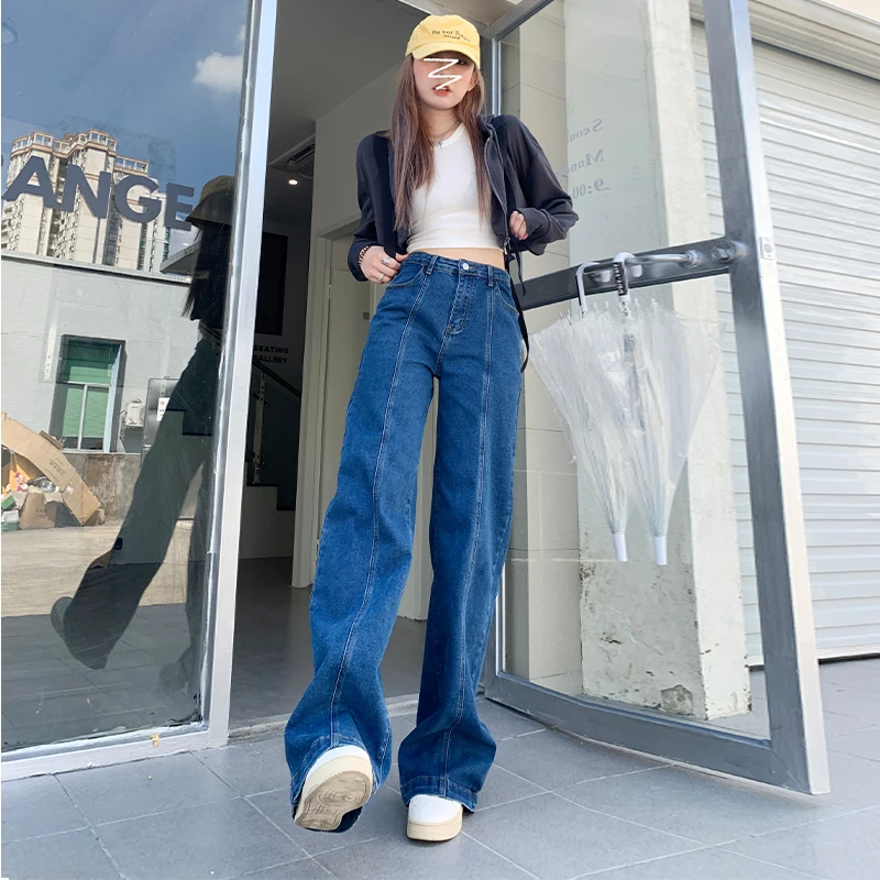 

plus Size Women's Jeans Flared Wide Leg High Waist Slimming for Pear aped Body 300 Pou Large Size Casual Comfortable