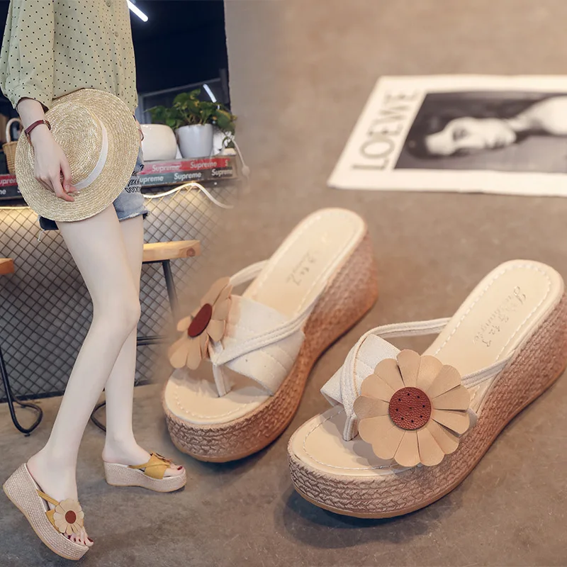 

2025Summer New Korean Style Women's Cross Border Flip Flops Thick-Soled Sandals for Students, Perfect for Outdoor Beach and