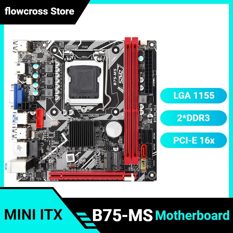 

24Pin B75-MS Motherboard WIFI Support LGA 1155 USB3.0 SATA3.0 Mainboard Max Capacity 16GB Supports 2 Memory Slots for PC Gaming