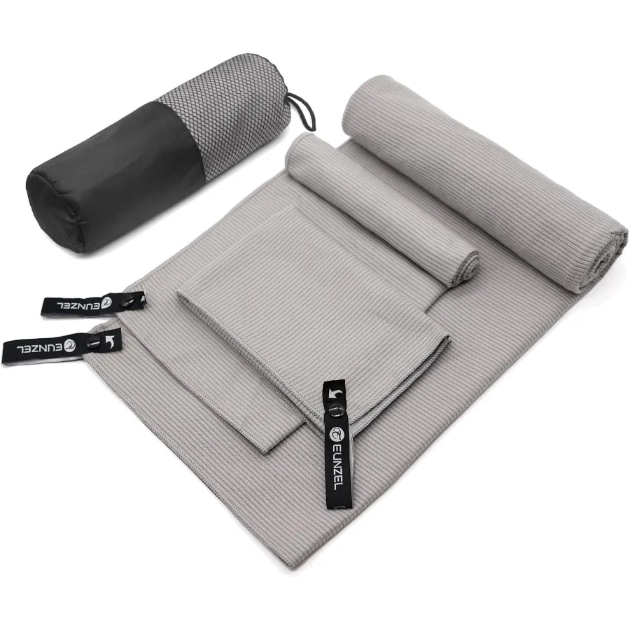 

Quick Dry Camping Towel Microfibre Ribbed Towel Travel Towel 3 Sizes 1 Pack Fast Drying Towel Set for Camping Beach Gym Sports