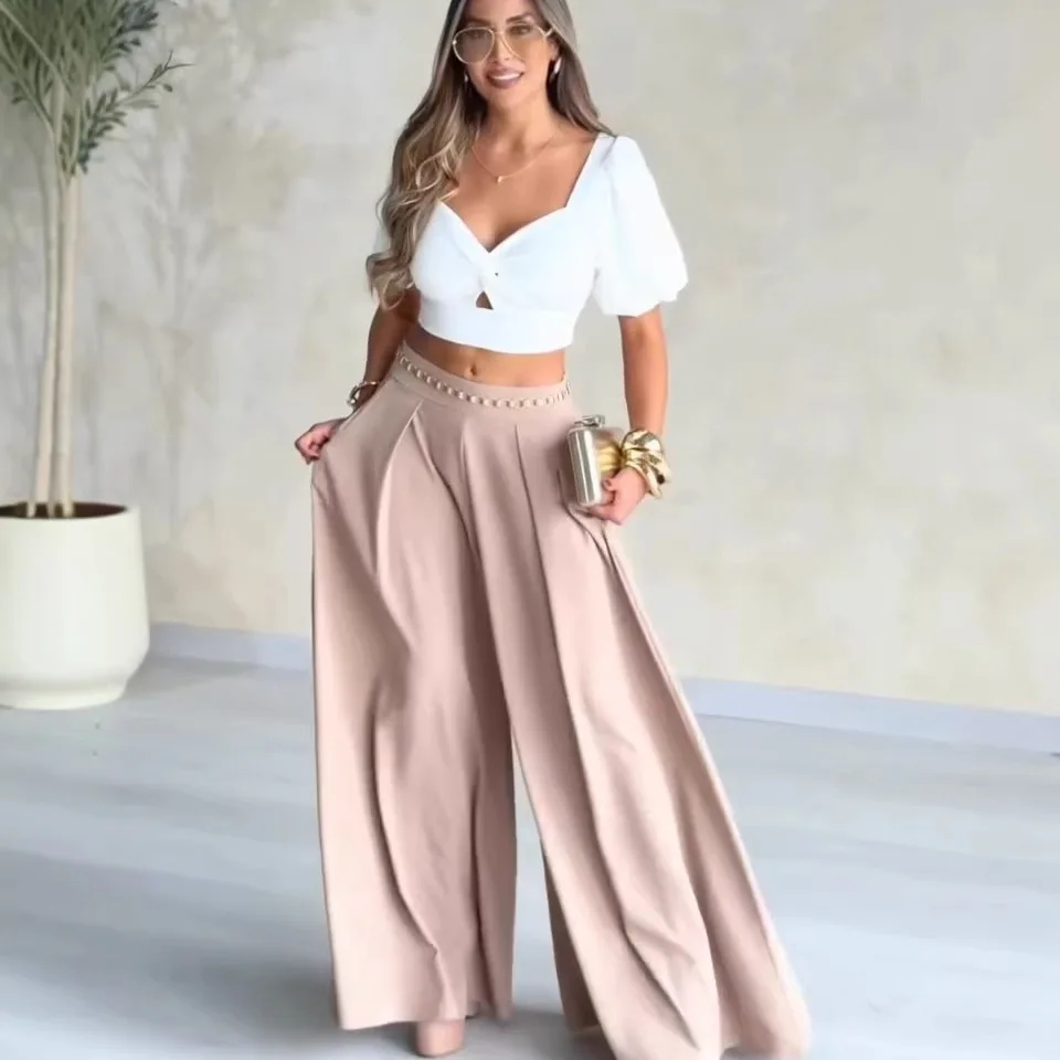

2026 New Spring and Summer High-waisted Wide-leg Pants Casual Trousers