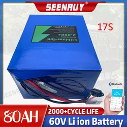 SEENRUY 17S 60V 80Ah Lithium Ion Battery With BMS Bluetooth for 4000W 6000W Electric Tricycle Scooter Motorcycle sightseeing