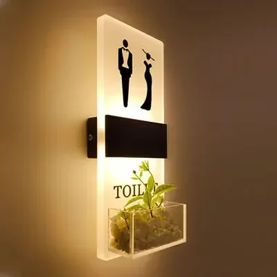 Custom Hanging Acrylic Restroom Male Female Electronic Toilet Sign Led Lighting Bathroom Signage