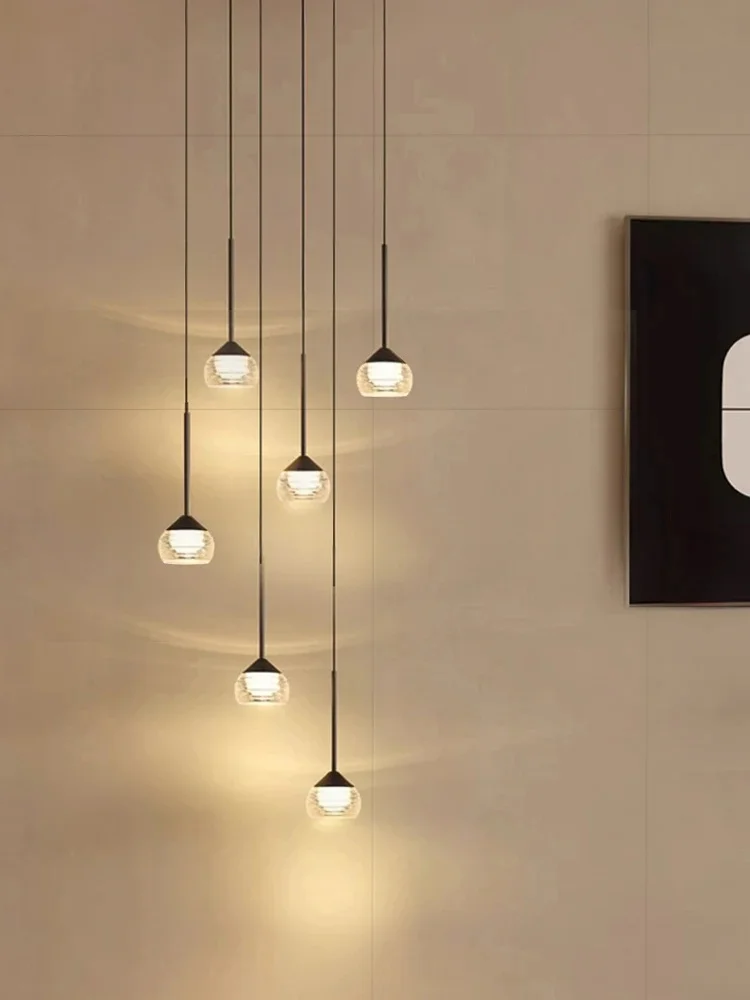 Modern LED Droplet Staircase Pendent Lamp Ceiling Lights Chandelier Lamp For Villa Lighting Fixture Bedroom Living Room Isolated