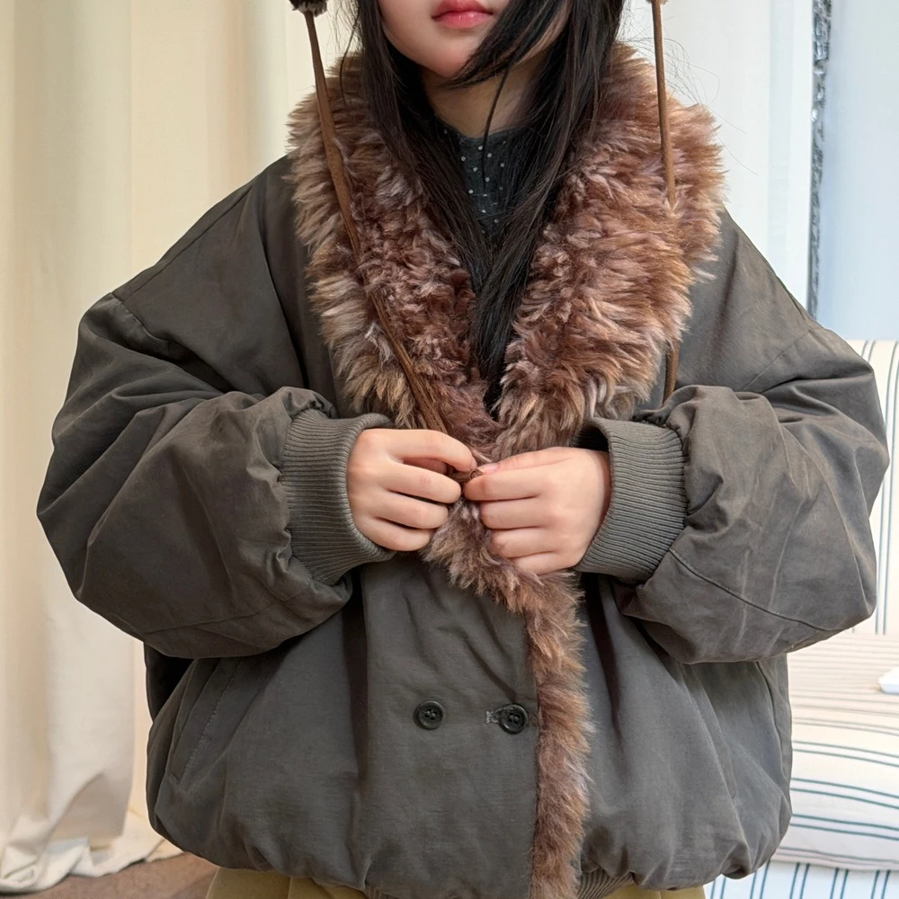 Girls' Coat 2026 Autumn and Winter New Children's Clothing Korean Style Girl Baby Thick Wool Turn Over Collar Cotton Coat
