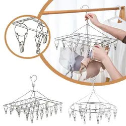 Stainless Steel Windproof Clothespin Laundry Hanger Sock Dryer Rack Clothesline Bra Peg Hook Towel Clothes Airer Drying P6V0