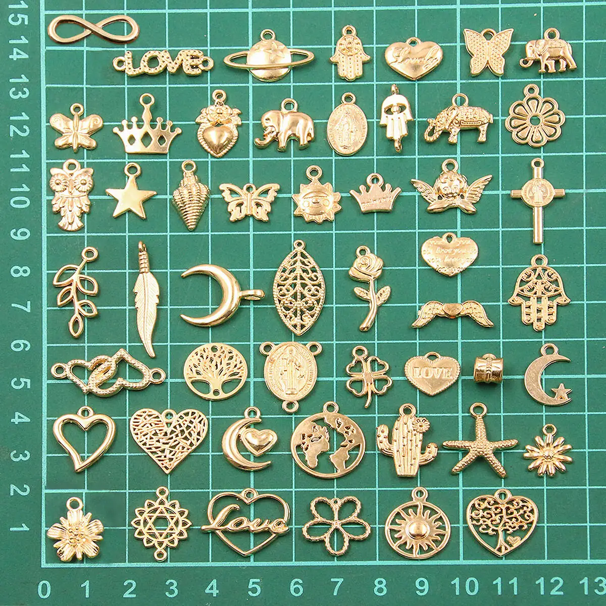 30 Stuks Mix Stijlen Kc Goud Gemengde Legering Planten Dieren Hart Bedels Voor Sieraden Maken Diy Handgemaakte Zon Maan Natuurlijke Hanger