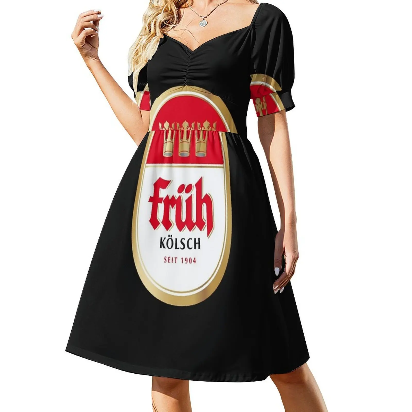 

Fruh Kolsch beer logo brewery local beer Short-Sleeved Dress cocktail dresses Aesthetic clothing dresses for woman 2025