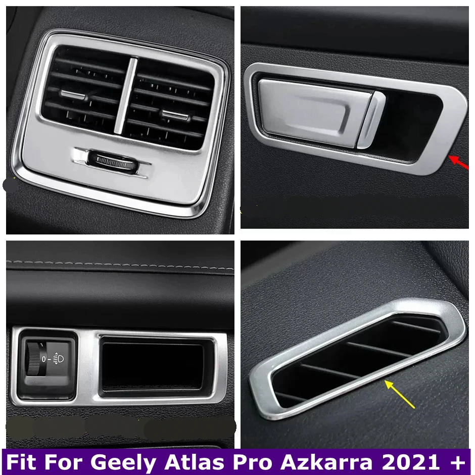 

7Pcs Silver Glove Storage Hanlde Box / Silver Air AC Outlet Cover Trim Fit For Geely Atlas Pro Azkarra 2021 2022 Car Accessories