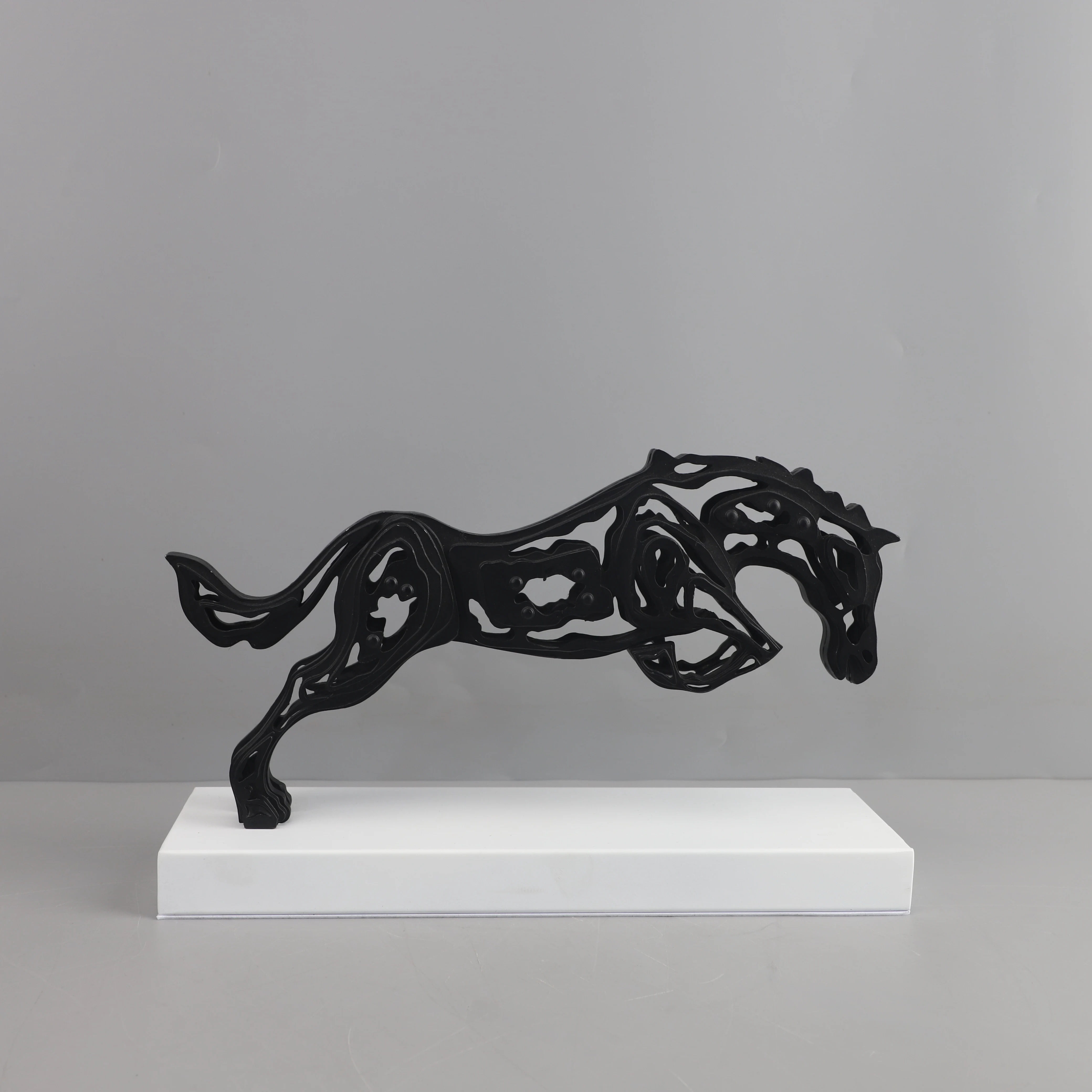 الوافدين الجدد المعادن الفن الحرف الإبداعية الحيوان الديكور سطح المكتب تمثال أسود أحمر معدن الحصان النحت #6