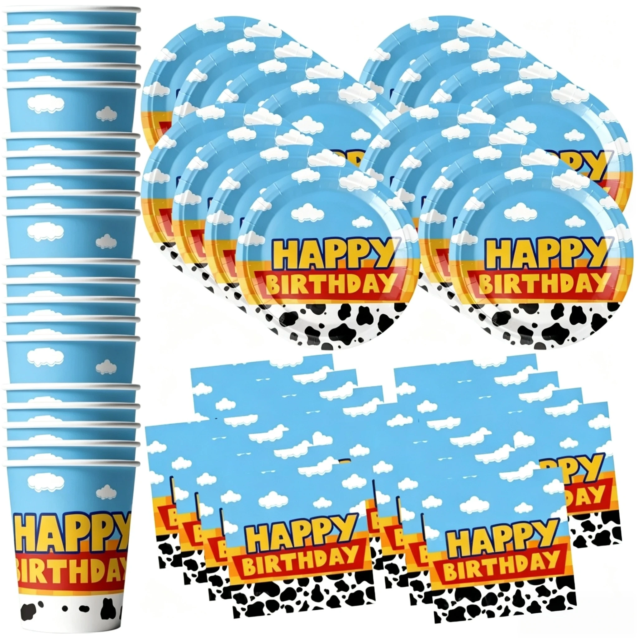60Pcs Toy Topic Story Birthday Party Supplies Set Includes Paper Plates Cups