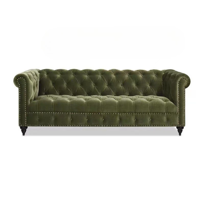 Modern light luxury pull button small apartment living room simple retro fabric sofa