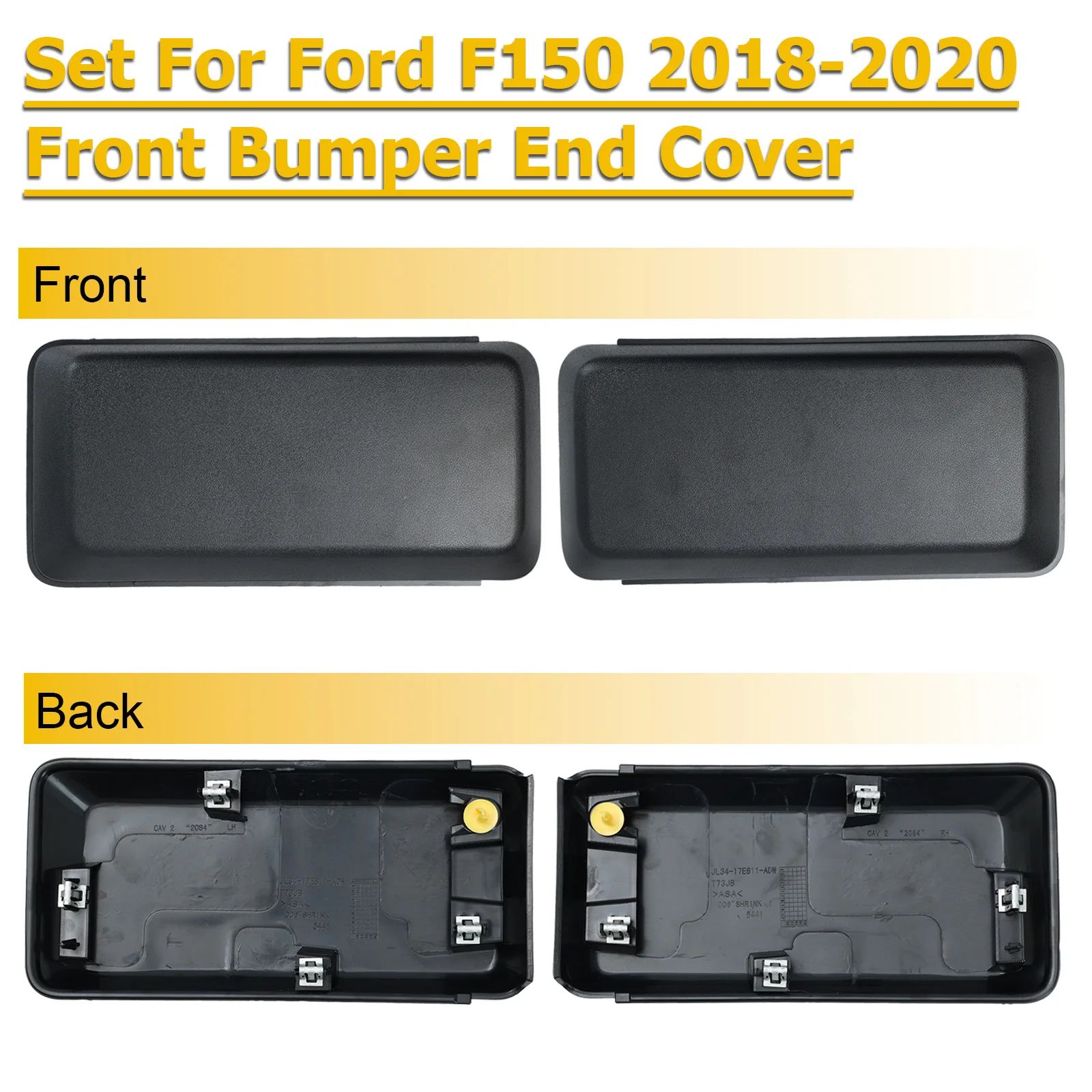 1 Pair Car Front Mount Bumper Hole Cover Lid Cap Guards Pads For Ford F150 2018-2020 JL3Z17A385BA JL3Z17E810AB Auto Replacements