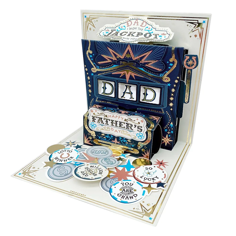 ใหม่บัตรอวยพรวันพ่อเครื่อง Monopoly การ์ดอวยพรสามมิติขอบคุณของขวัญพ่อการ์ดข้อความที่สวยงาม
