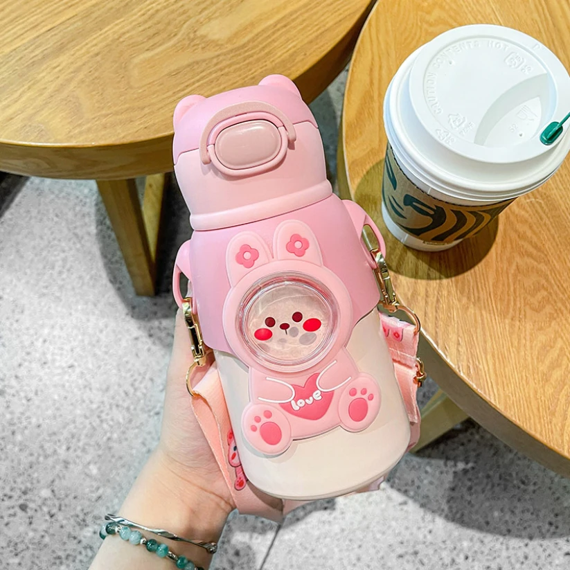 GIANXI Children Thermos Mug Stainless Steel Leak-Proof Vacuum Flask With Straw Cartoon Thermal Water Bottle Thermocup Drinkware