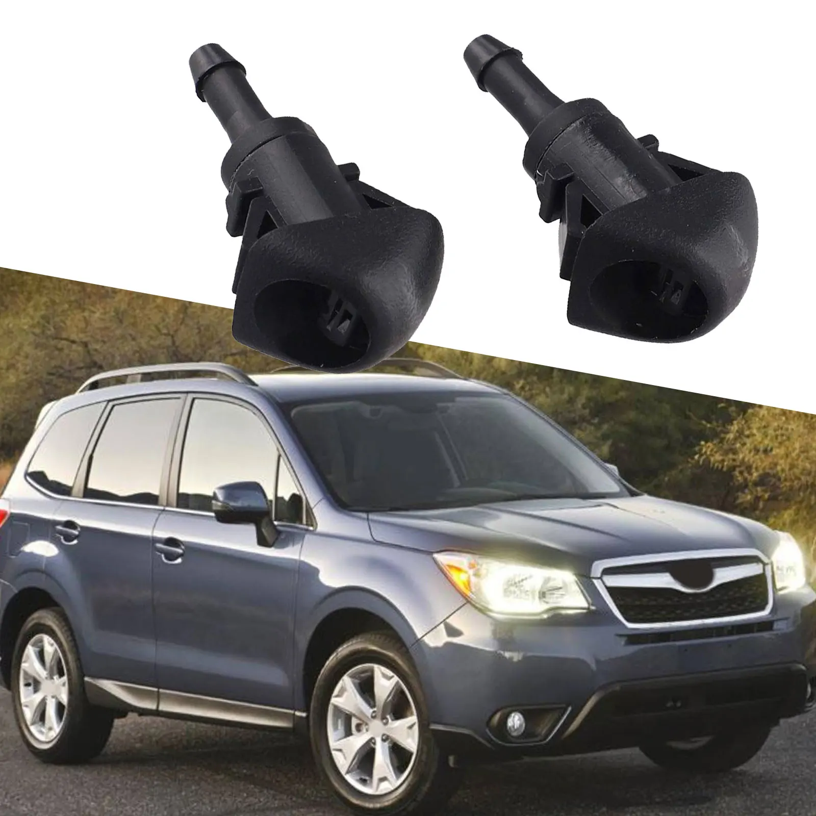 Wiper Jet Nozzle 2pcs 86636AJ10B Black Front Windshield Jet Nozzle Plastic Easy Installation Equipment Fitment