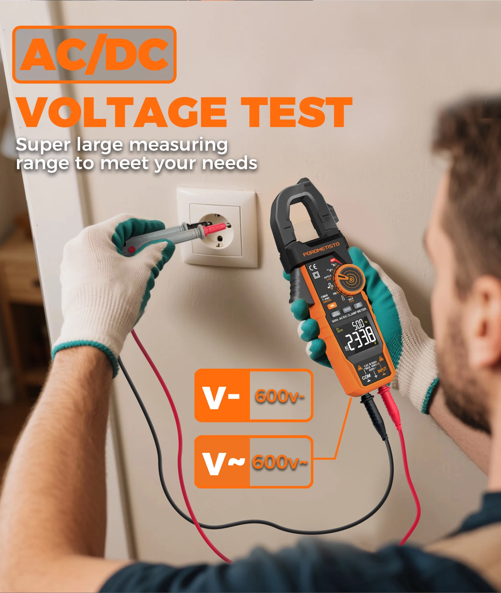 Digitales Zangenmessgerät Multimeter AC/DC 600A/1000A Amperemeter True RMS Multimeter Hochpräzise Kapazitätsmessung NCV Ohm Hz Spannungsprüfer – Detail 7