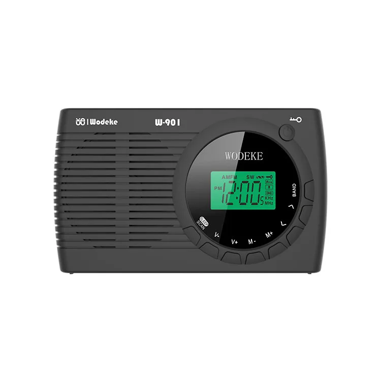 Wholesale Portable FM/AM/SW Multi Band LCD Screen Clock Controlled Stereo Radio W-901