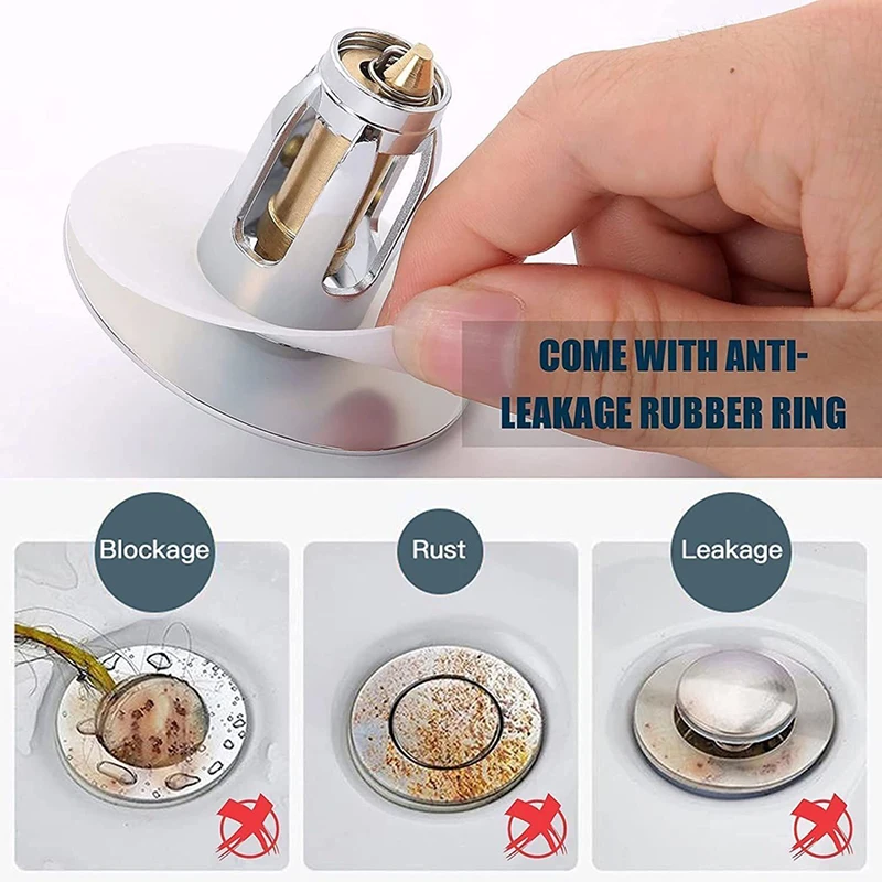 Stainless Steel Bounce Core Pop-up Push-type Drain Filter Universal Wash Basin Push-type Hair filter Sink Bathtub Plug Trap