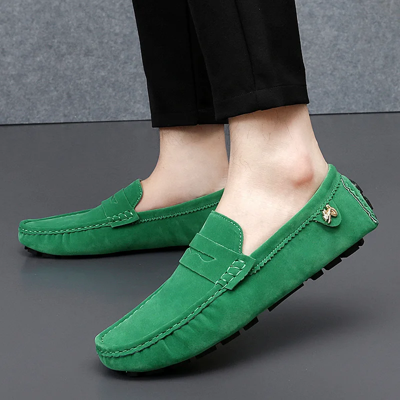 Men's Dress Shoes, Handcrafted Leather Loafers, Casual Flat Driving Shoes, Moccasin Loafers