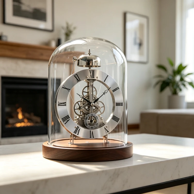 Retro Metal Desk Clock for Entryway,American Vintage Sound Control Table Clock, Creative Home Decor Accent for Living Room