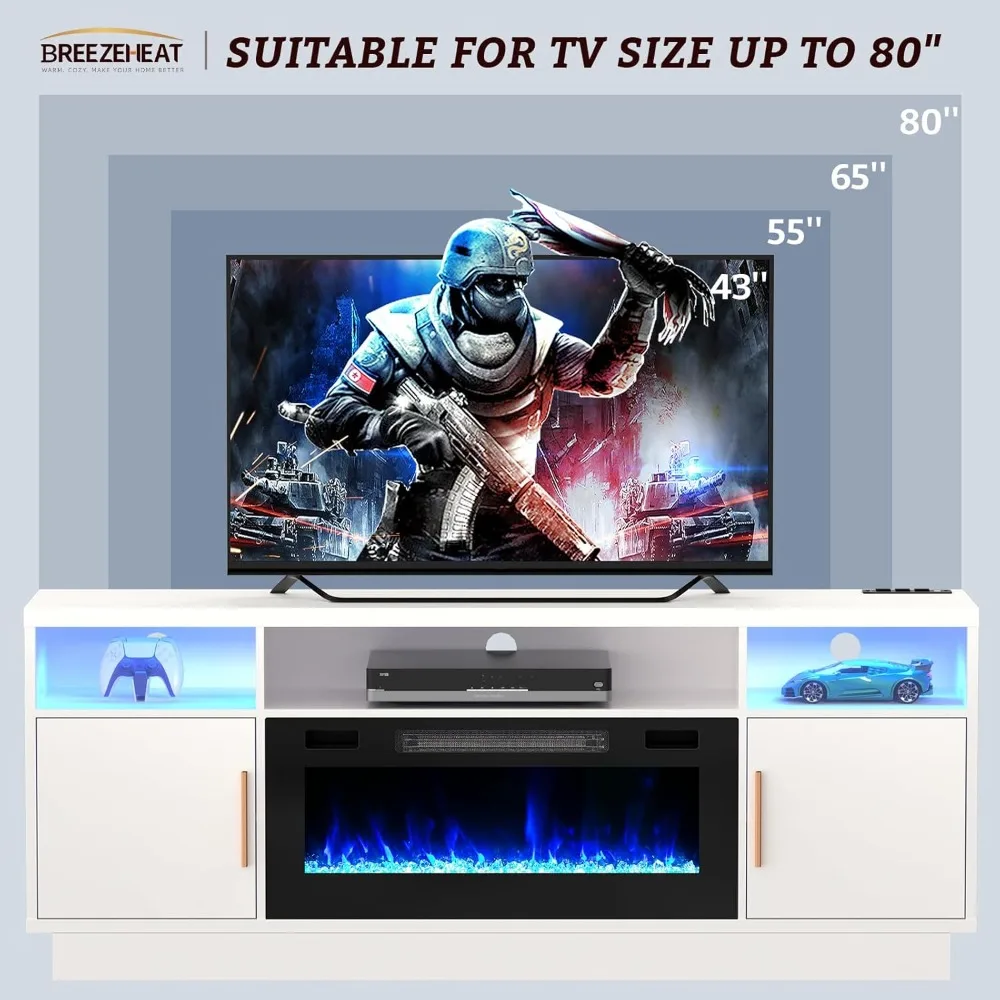 Electric Fireplace TV Stand-Led Entertainment Center-70 inch TV Stand with 36